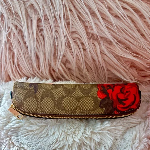 NEW Coach Jumbo Floral Khaki Multi Coated Canvas Pencil Case Makeup Bag - Picture 4 of 16